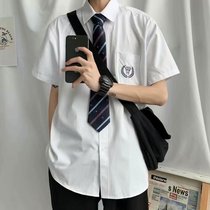 DK uniform boys basic white shirt short sleeve niche design sense Korean Academy class clothes couple jk shirt