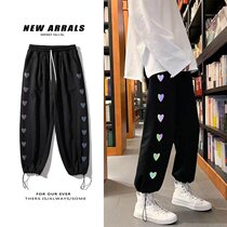 Sports pants mens summer loose bunch feet thin drawstring couple ankle-length pants son Korean version of the trend wild chic harbor wind