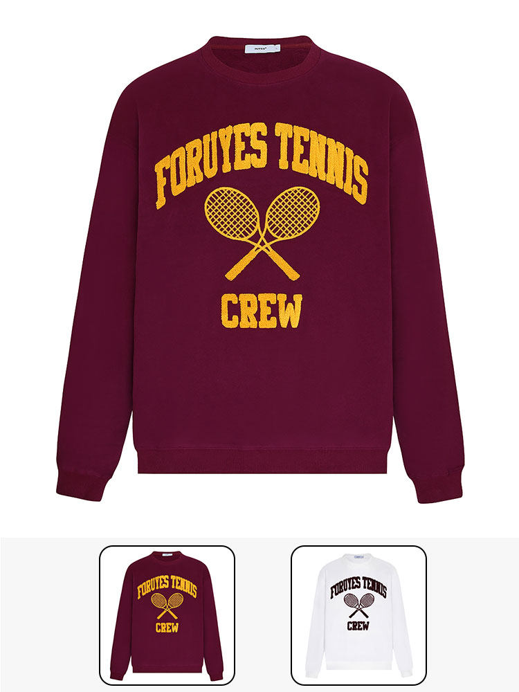 FORUYES(4UYES) American retro campus tennis rack towel embroidery tide loose winter coat