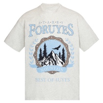 4UYES spring and summer oats color American Retro Mountain wheat trend men and women loose couple T-shirt round neck short sleeve