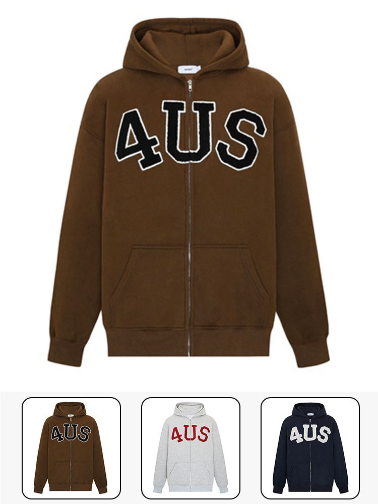 Foruyes(4UYES) American retro - letter zipper jacket plus loose tide and hat sweater coat