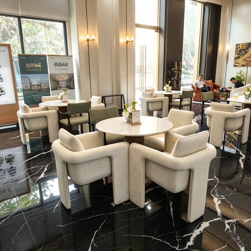 Light Luxury Sales Office Negotiation Table and Chair Set, Hotel Club, Beauty Salon, Rest Area, One Table and Four Chairs, Reception Sofa Chair