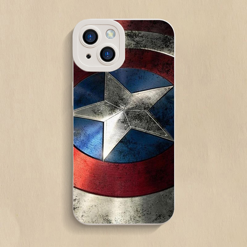 Captain America Shield Phone Case Suitable for Apple 14 Phone Protective Cover Huawei Honor Xiaomi Silicone Soft Case Angel Eye Lens Full Coverage Matte Anti-Drop European and American Style