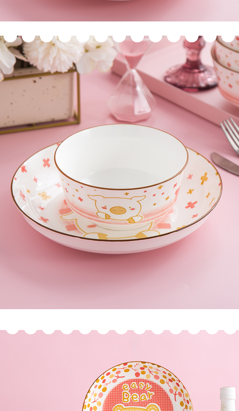 Garland household dish bowl dish customize free collocation with individual students creative cartoon bowl of rice noodles in soup bowl of tableware
