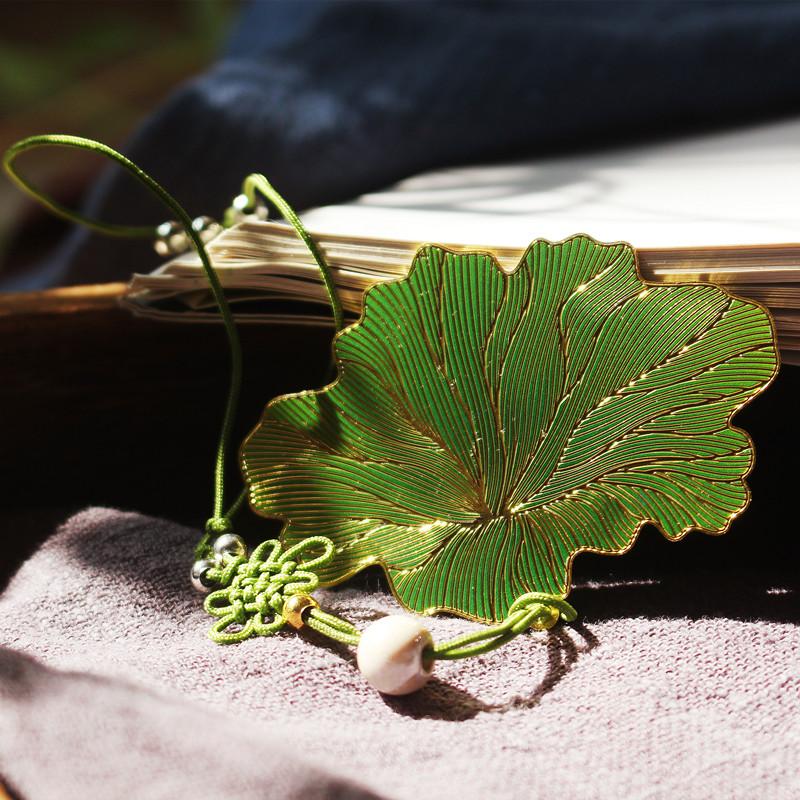China Wind Color Lotus Leaf Metal Bookmark Classical Streaming Su Hollowed-out Gift Students Teachers Fancy Prizes-Taobao