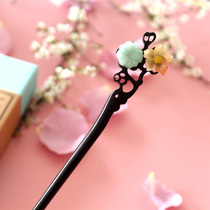 Flower hairpin ripples Lotus hairpin auspicious black sandalwood hairpin retro classical hairpin hair hairpin plate hairpin pp bag