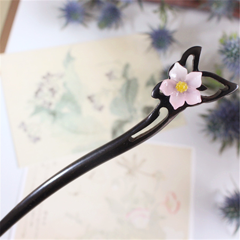 (Mild Sakura) Ebony Hairpin Hairpin Classic Meibu Shaking Hairpin Hairpin Hairpin