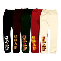GRAF original brand (patch embroidery)Large letter giraffe velvet multi-color closed leg trend trousers dark color
