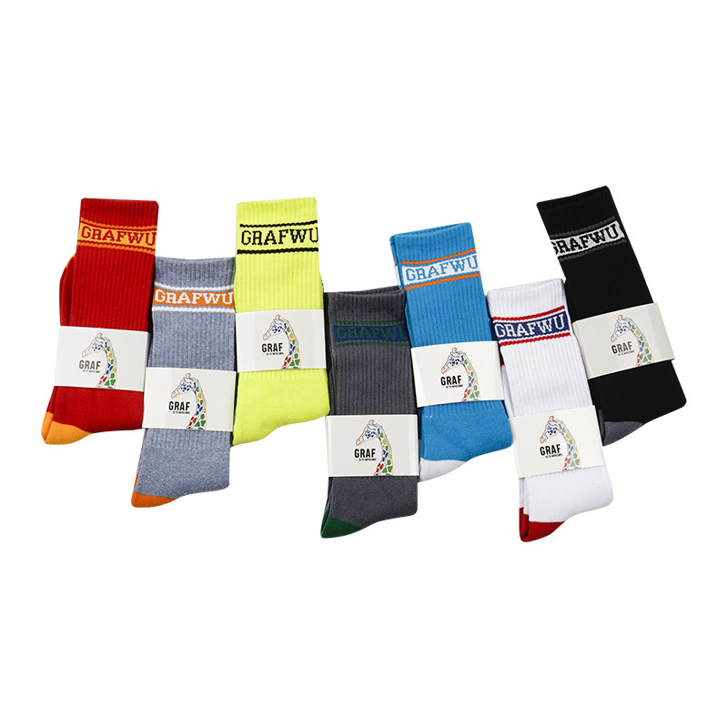 GRAF original brand) Classic GRAFWU contrast color medium tube terry sports skateboard cotton socks