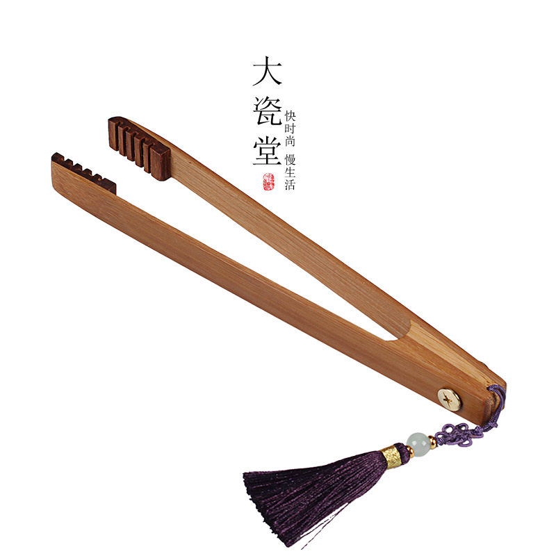Large porcelain hall handmade bamboo tea clip Kung Fu tea ceremony six gentlemen accessories tea tweezers clip tea cup bamboo clip gift box