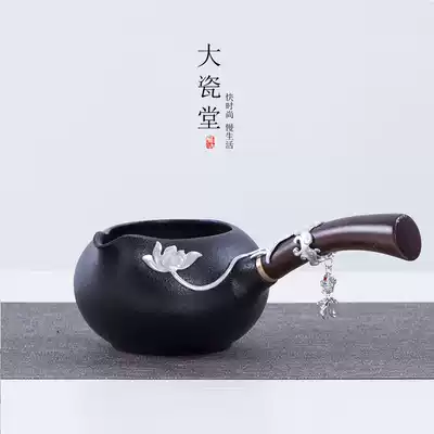 Big porcelain hall inlaid with tin side to the road Cup Japanese kung fu tea set creative rough pottery tea sea personality ceramic tea divider
