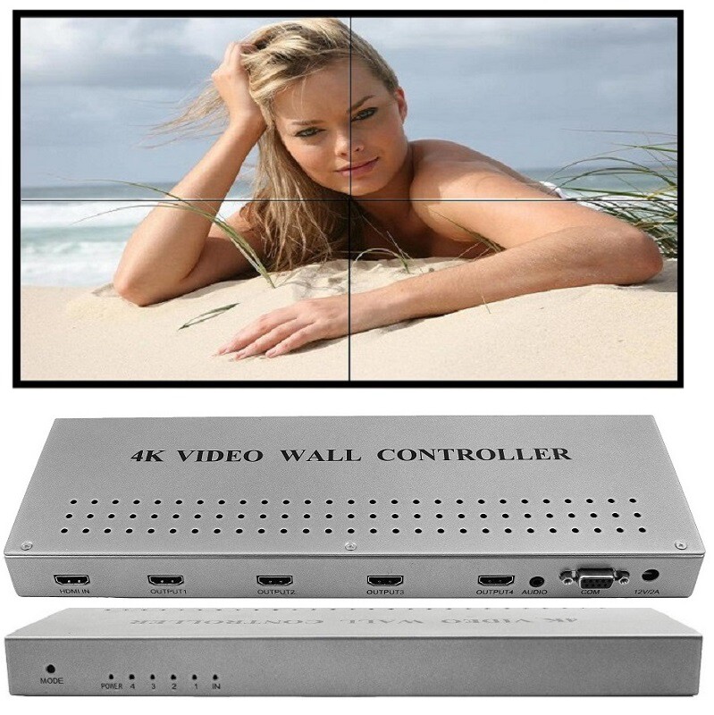 Ultra HD 4K4 TV Splicer LCD large screen display wall 1 into four outlet screen control box