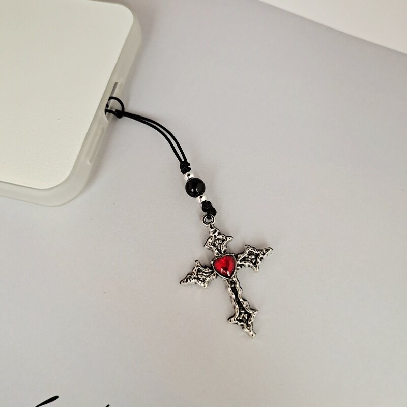 Trendy handmade woven cross phone charm, stylish and unique keychain/backpack pendant for men and women, suitable for students.