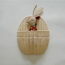 Ins style retro rattan pear-shaped pastoral style childrens room apple wall hanging storage basket bed and breakfast decoration photo props