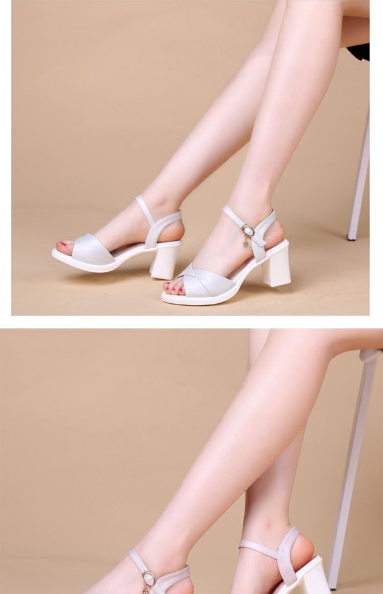 Mùa hè 2019 phiên bản mới của Hàn Quốc dày với đế cao gót với một đôi sandal hở mũi thời trang nữ sandal - Sandal cửa hàng giày dép gần đây