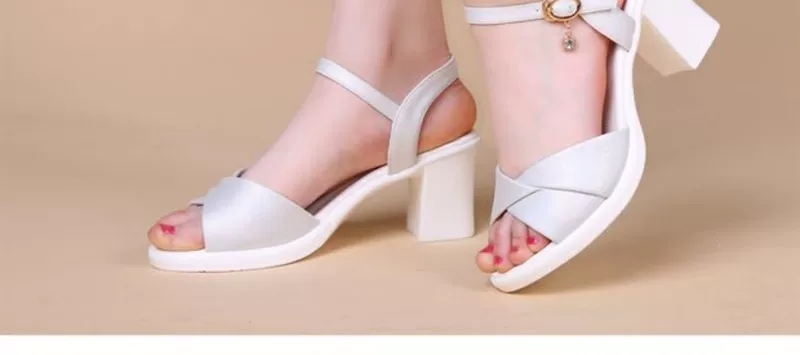 Mùa hè 2019 phiên bản mới của Hàn Quốc dày với đế cao gót với một đôi sandal hở mũi thời trang nữ sandal - Sandal