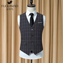 Rich bird suit vest mens autumn new casual British vest Korean version of the trend plaid slim vest