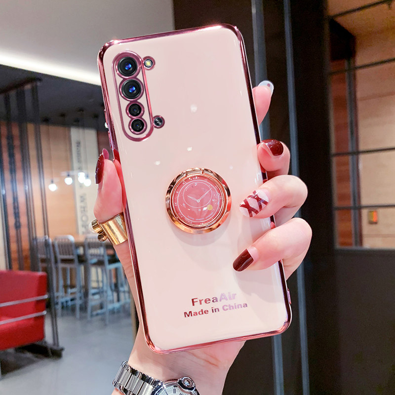 Suitable for oppo Reno3 mobile phone protective case creative clock ring bracket Reno3pro all-inclusive camera protection reno3 vitality version electroplating anti-fall soft shell reno3pr