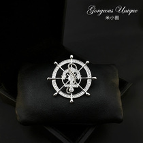 Helm Very high-end exquisite Navy style brooch mens anchor badge corsage suit jacket pin 406