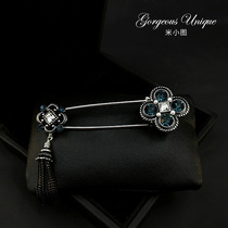 High grade vintage tassel big pin Korean luxury brooch female atmospheric scarf buckle shawl buckle corsage accessories 570