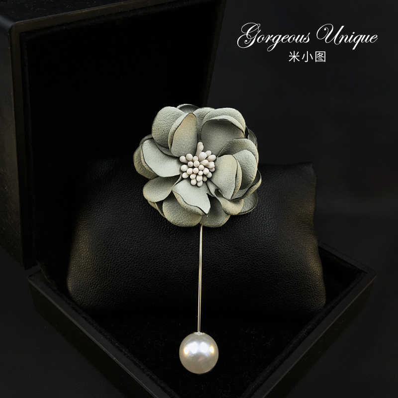 High-grade fabric corsage Korean burning edge flower brooch hand-made word pin sweater suit suit accessories 619
