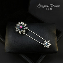 High - grade retro - brooch - needle Couple Crystal Mounted Metal Daisies Suite Sweater Cover Accessories 625