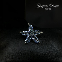 222 Exquisite retro blue starfish brooch Korean temperament corsage jacket pin high-end coat accessories