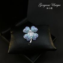 305 Shiny Exquisite Clover Brooch Pin Decorative Clothes Button Creative Accessories Joker Sweater Open Shirt Button