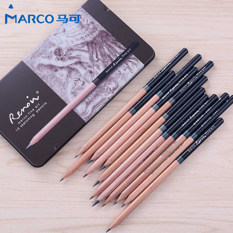 Marco Marco 3001 Renoardo grayscale professional art drawing iron box sketch pencil sketch pen 2 than pencil exam 2b pencil set art supplies hb pencil