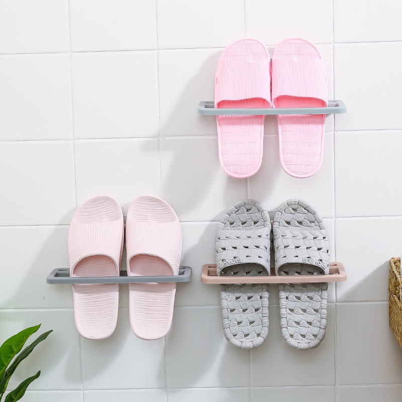 Bathroom slipper rack free of punching paste wall hanging shoe storage toilet drain shoe rack storage rack