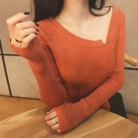 Phiên bản Hàn Quốc của Chic cẩn thận máy không cổ chữ V chạm đáy áo sơ mi retro hoang dã Slim áo len dài tay nữ mùa thu áo cardigan nữ hàn quốc