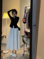 Летняя ретро белая длинная юбка для отдыха, высокая талия, эластичная талия, А-силуэт