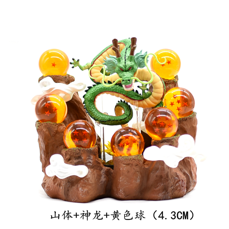 4.3 Ball Yellow + Green Dragon + Rockery BaseTiktok Same Dragon Ball periphery comic name of a fictitious monkey with supernatural powers Garage Kit 7 Seed Dragon crystal Dragon Ball Model   birthday Make a wish