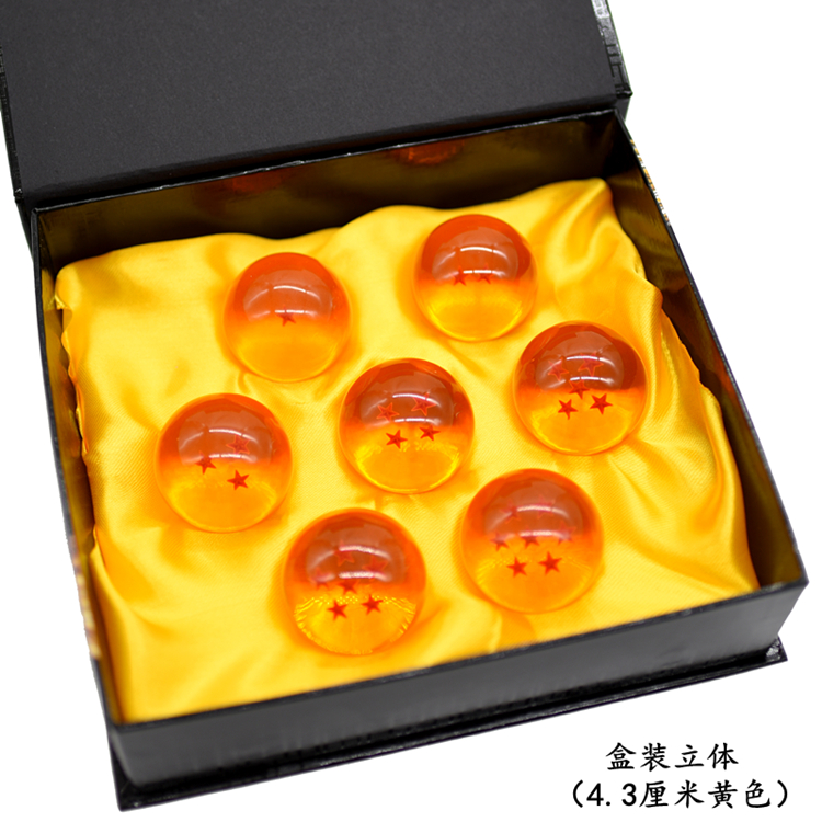 Seven Full Set (Yellow With Color Box, 4.3Cm)Tiktok Same Dragon Ball periphery comic name of a fictitious monkey with supernatural powers Garage Kit 7 Seed Dragon crystal Dragon Ball Model   birthday Make a wish