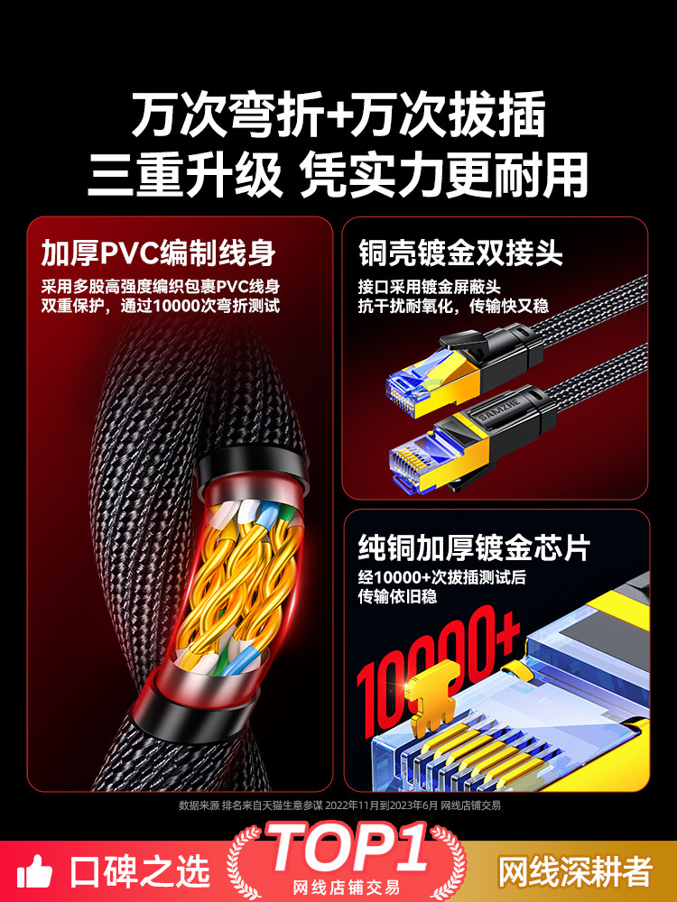 Shanze Network Cable, Gigabit Home Use, Category 8, 10Gbps, Category 6A, Router Connection Cable, Category 7, Broadband Computer Network