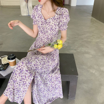 sandro tonali French Tea Break Dress Women Summer Super Xiansen slim slim temperament floral skirt