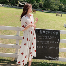 sandro tonali chiffon dress female French retro niche polo point long dress Platycodon grandiflorum dress first love skirt