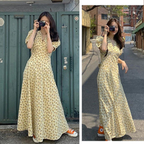 sandro tonali Jiang Minjing same tall temperament dress fairy Air forest bubble sleeve floral dress