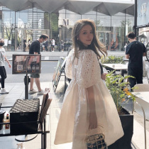 sandro tonali White French dress female retro niche sweet Super fairy first love Platycodon skirt