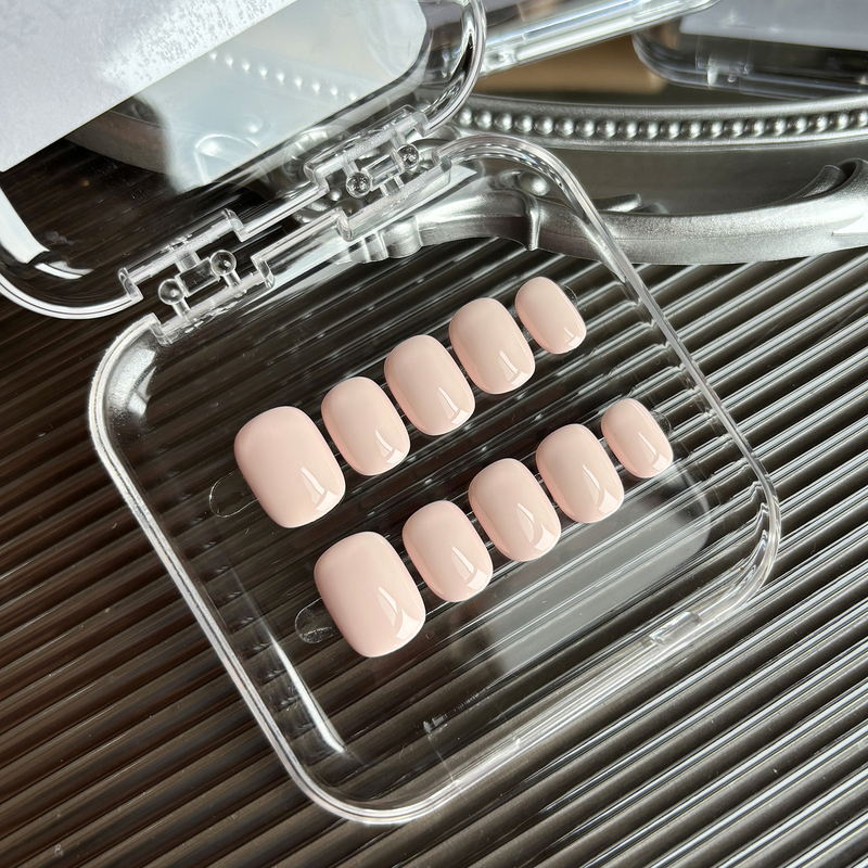 New Handmade Wearable Nail Polish Powder Solid Color Finished Phototherapy Nail Patch Fake Nails Brightening Short Round High-End Feel
