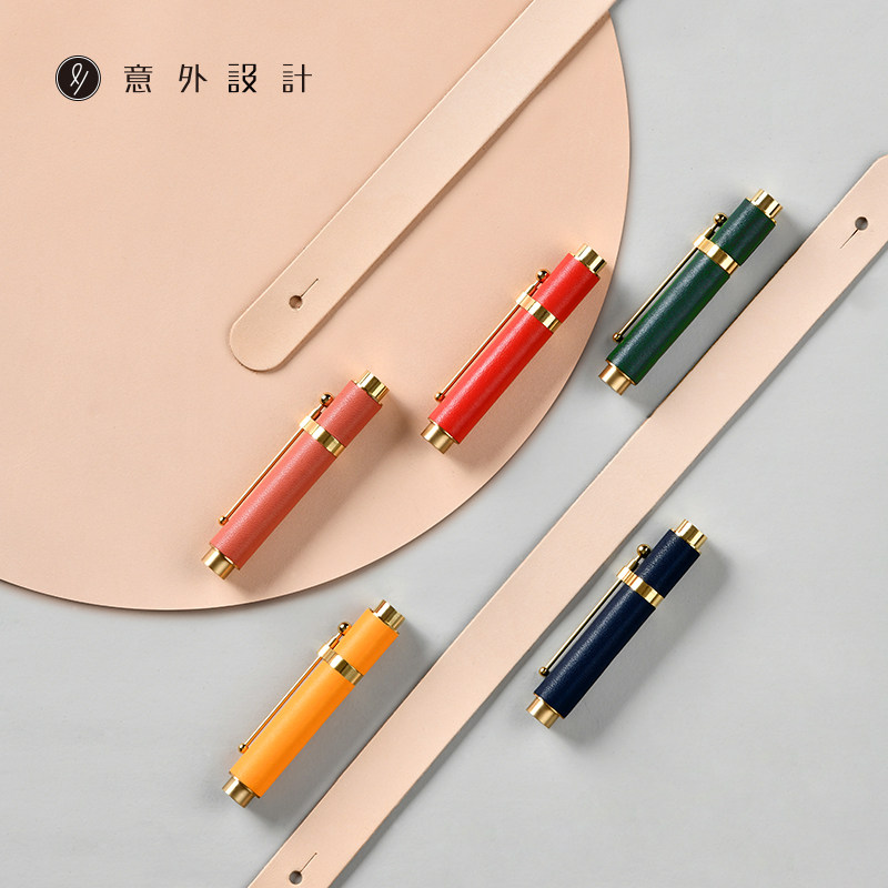 Unexpected hour light portable cow leather pen high face value delicate minimalist ink pen lettering gift box birthday present