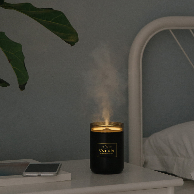 Nordic style desktop candle rhyme USB spray humidifier creative home air purification negative ion luminous atmosphere lamp
