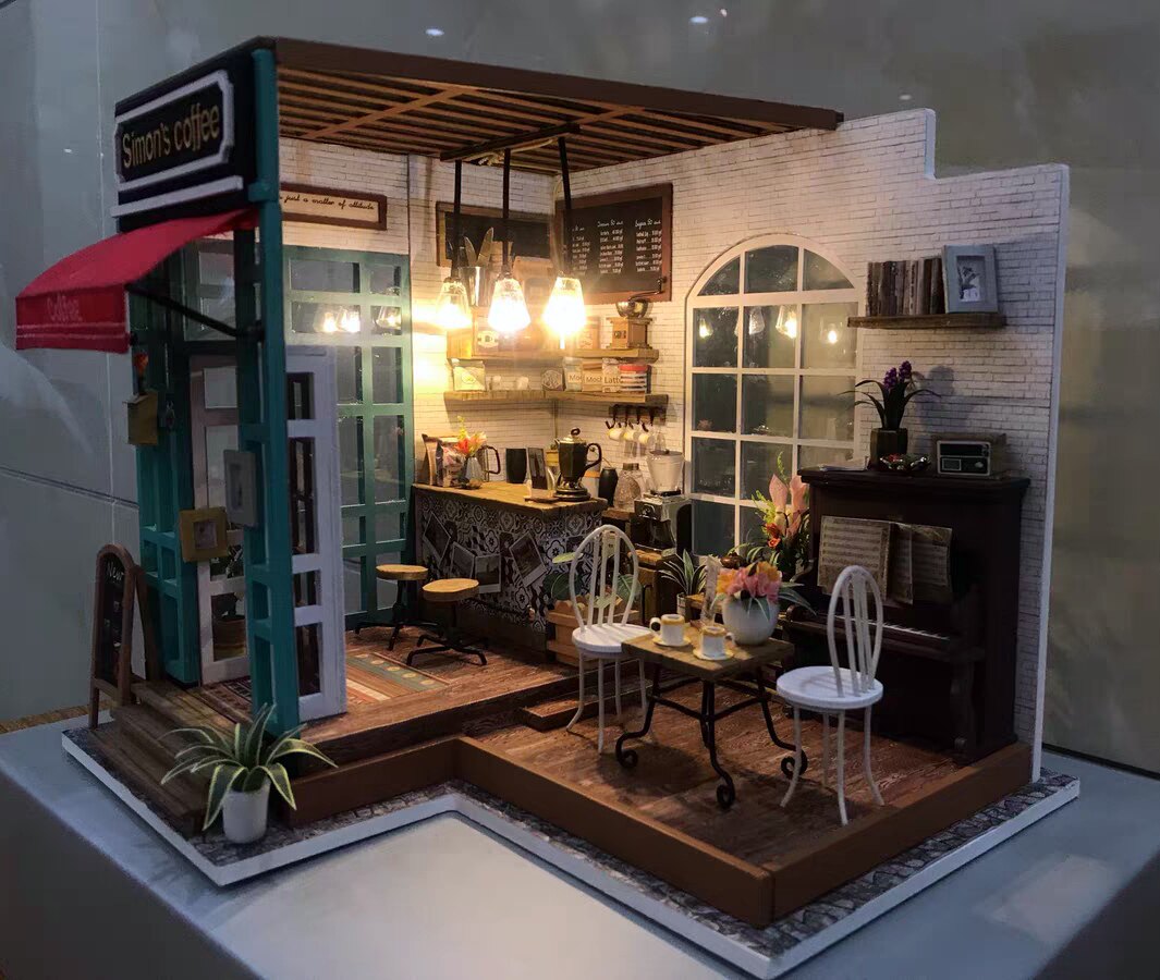 If State Comes 3D Solid Micro Scene DIY Art Cabin creative gift Artisanal Assembly Simone Time Coffee Shop