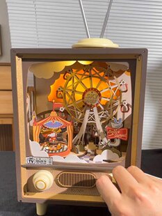 Деревянная музыкальная шкатулка для парка развлечений, крутящийся ночник, DIY, подарок на день рождения