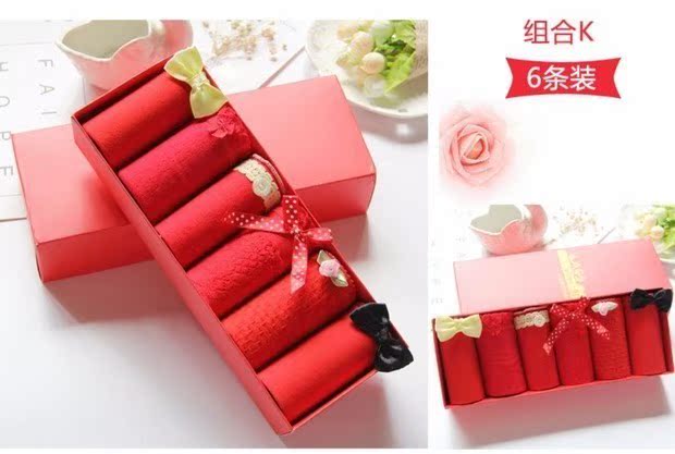 Quần lót nữ 2018 SpongeBob Big Red Cotton Thời trang lễ hội Quần short đỏ Quần đỏ Hộp quà tặng 5 gói do lot