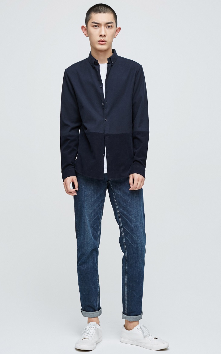 [Giá trị mùa thu và mùa đông] Quần áo sơ mi dài tay cotton vuông của JackJones áo khoác sơ mi nam