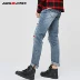 [3 miễn phí 1] JackJones Jack Jones quần jean cắt lỗ trắng JO | 217432505 quần nam đẹp Cao bồi