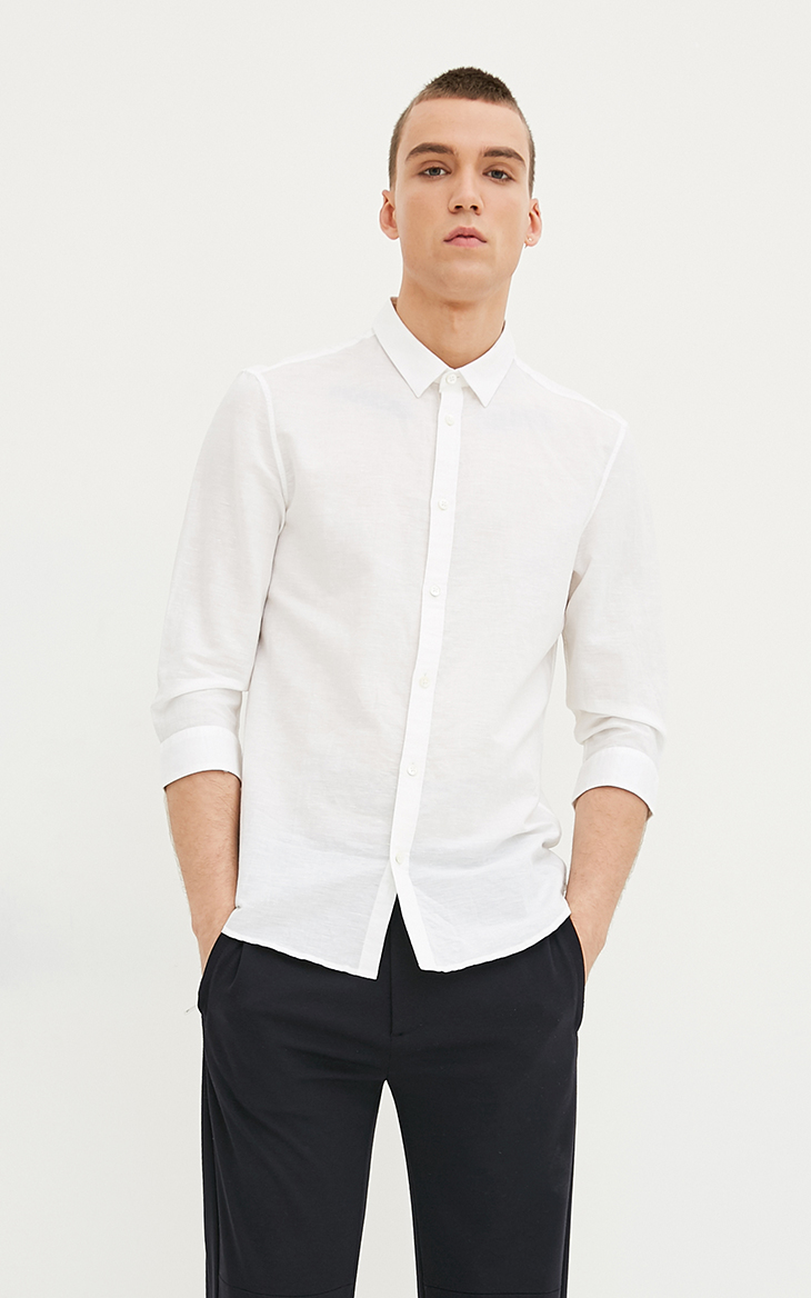 JackJones Jack Jones Áo sơ mi cộc tay màu đơn sắc E | 217231511 áo dài tay phồng