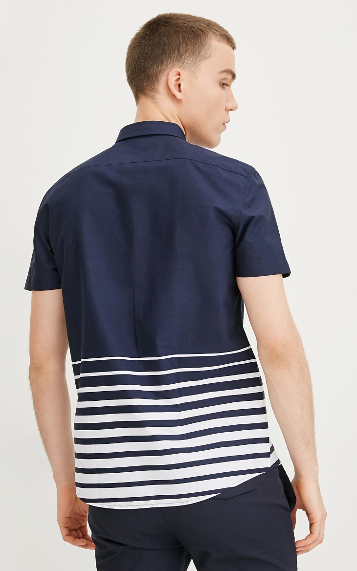 [3 miễn phí 1] Áo sơ mi ngắn tay cotton màu tương phản JackJones Jack Jones E | 217204503 size áo sơ mi nam