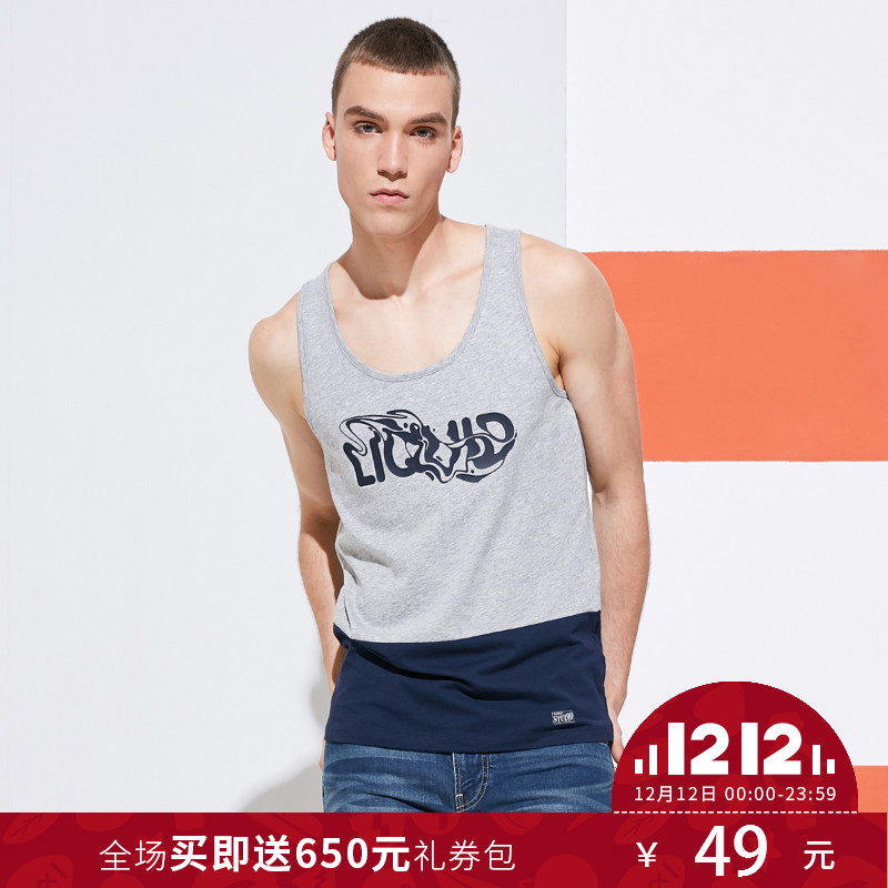JackJones杰克琼斯男装无袖打底背心T恤S-217201511